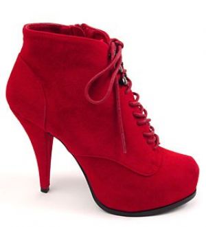 Red Faux Suede Lace-Up Platform Booties from Plasticland.jpg